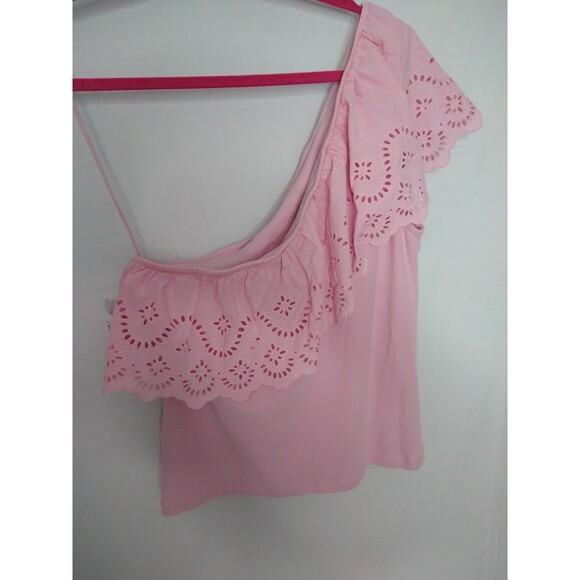 NWT Old Navy Pink Off The Shoulder Top Women Size XL pretty Eyelet Lace Ruffle - Picture 2 of 10
